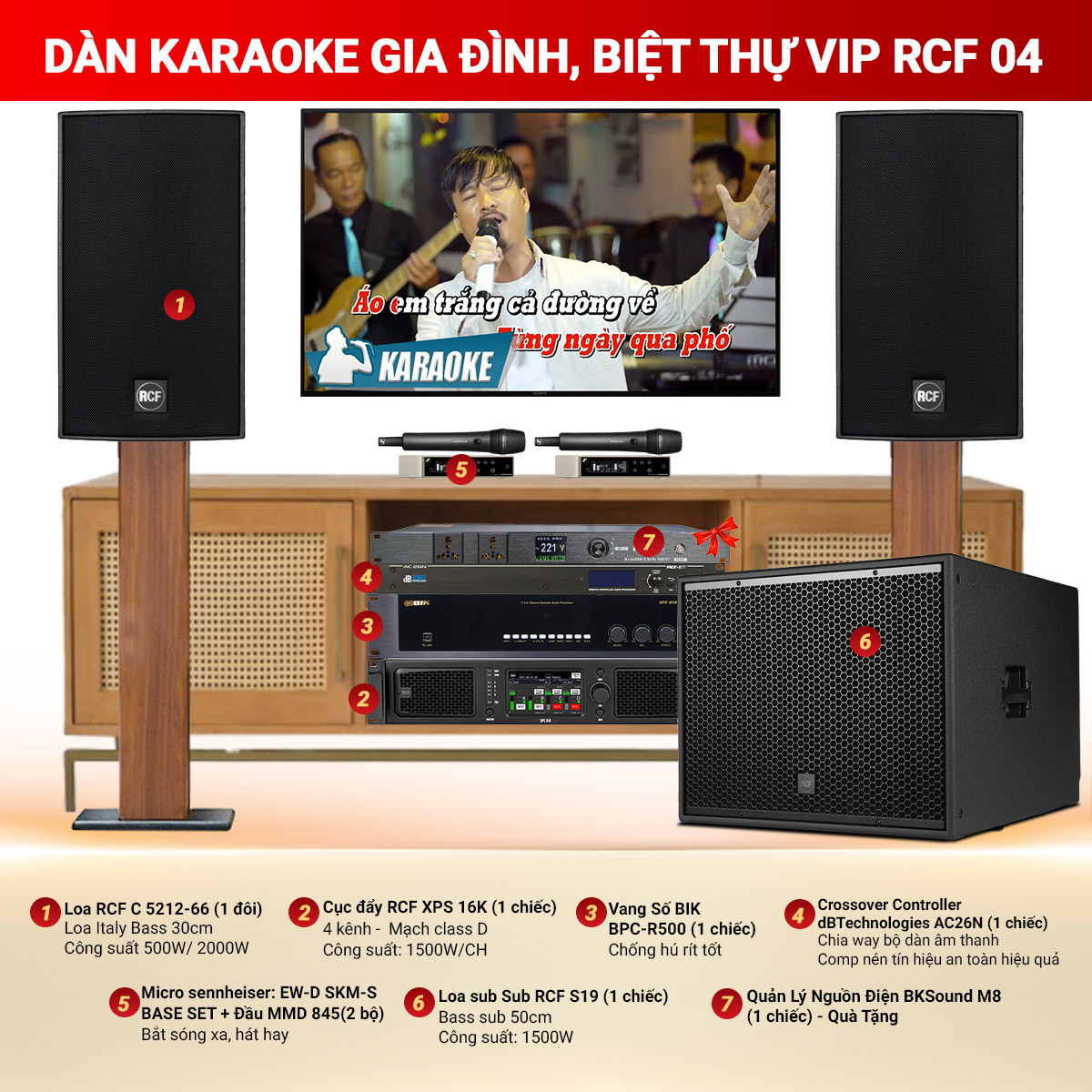 Dàn karaoke gia đình, biệt thự vip RCF 04