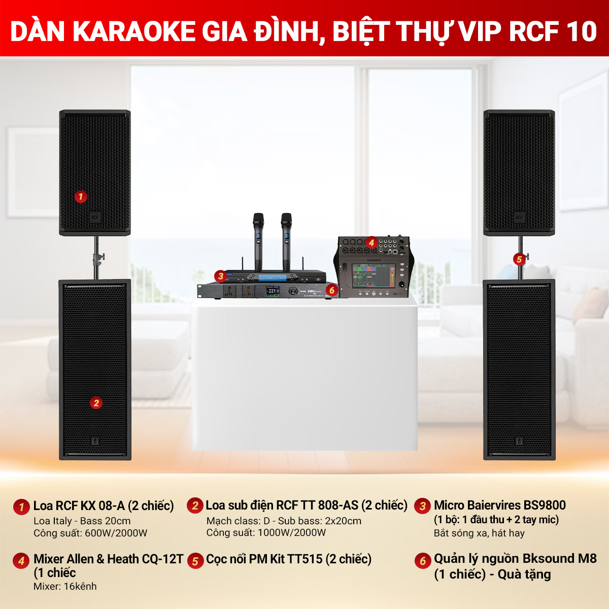 Dàn karaoke gia đình, biệt thự VIP RCF 10