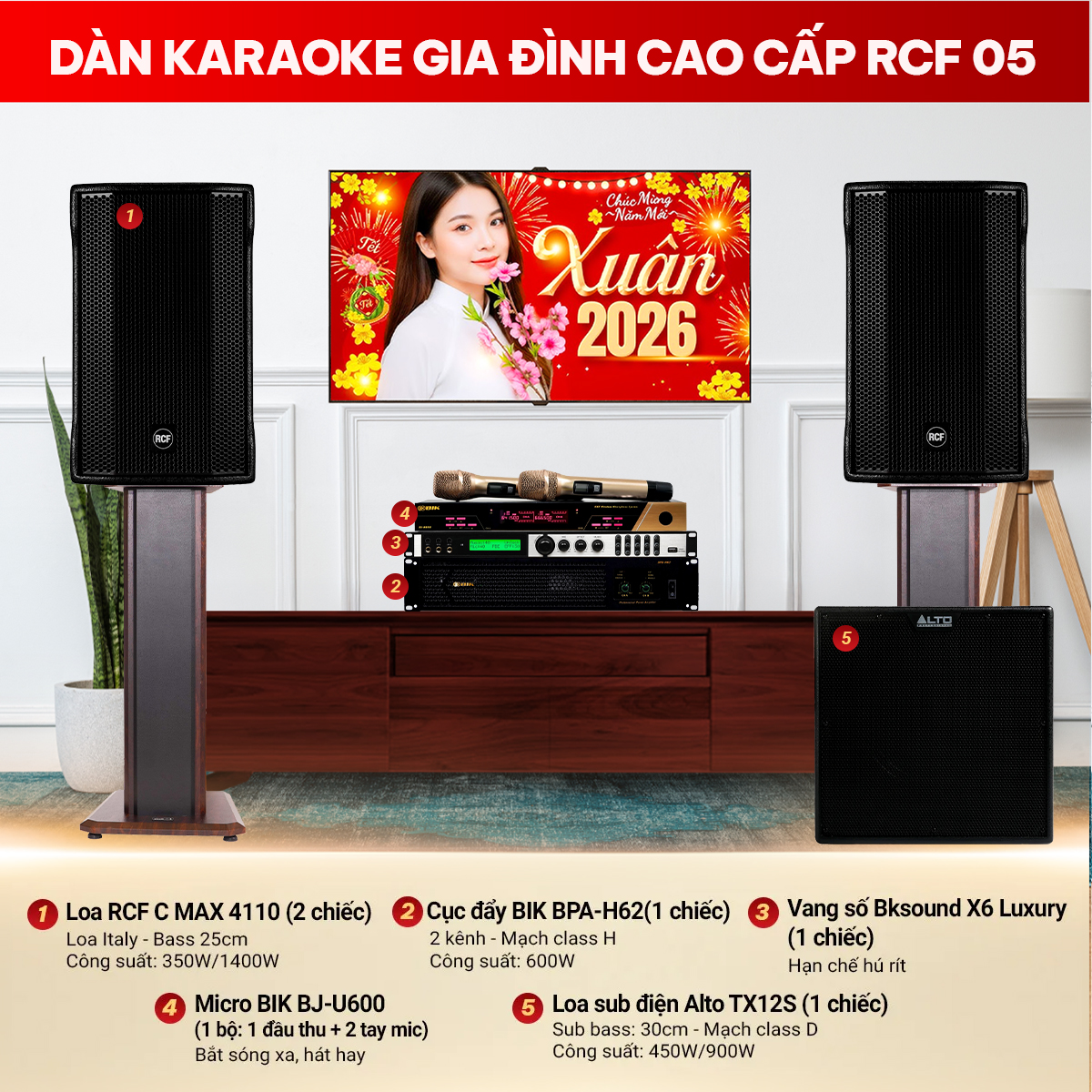 D&agrave;n karaoke gia đ&igrave;nh cao cấp RCF 05