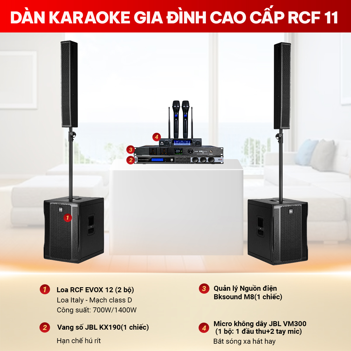 D&agrave;n karaoke gia đ&igrave;nh cao cấp RCF 11
