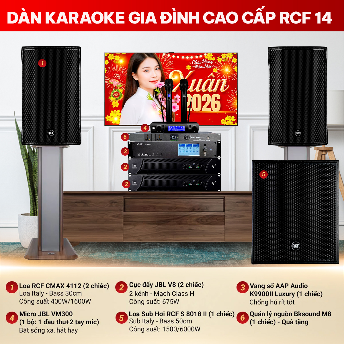D&agrave;n karaoke gia đ&igrave;nh cao cấp RCF 14