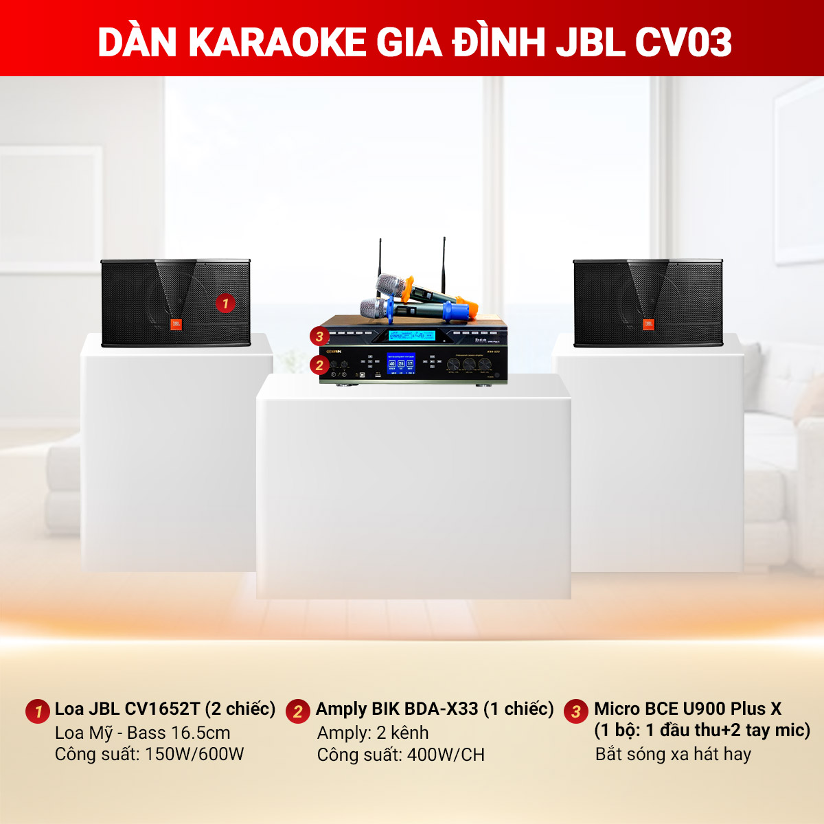 D&agrave;n karaoke gia đ&igrave;nh JBL CV03
