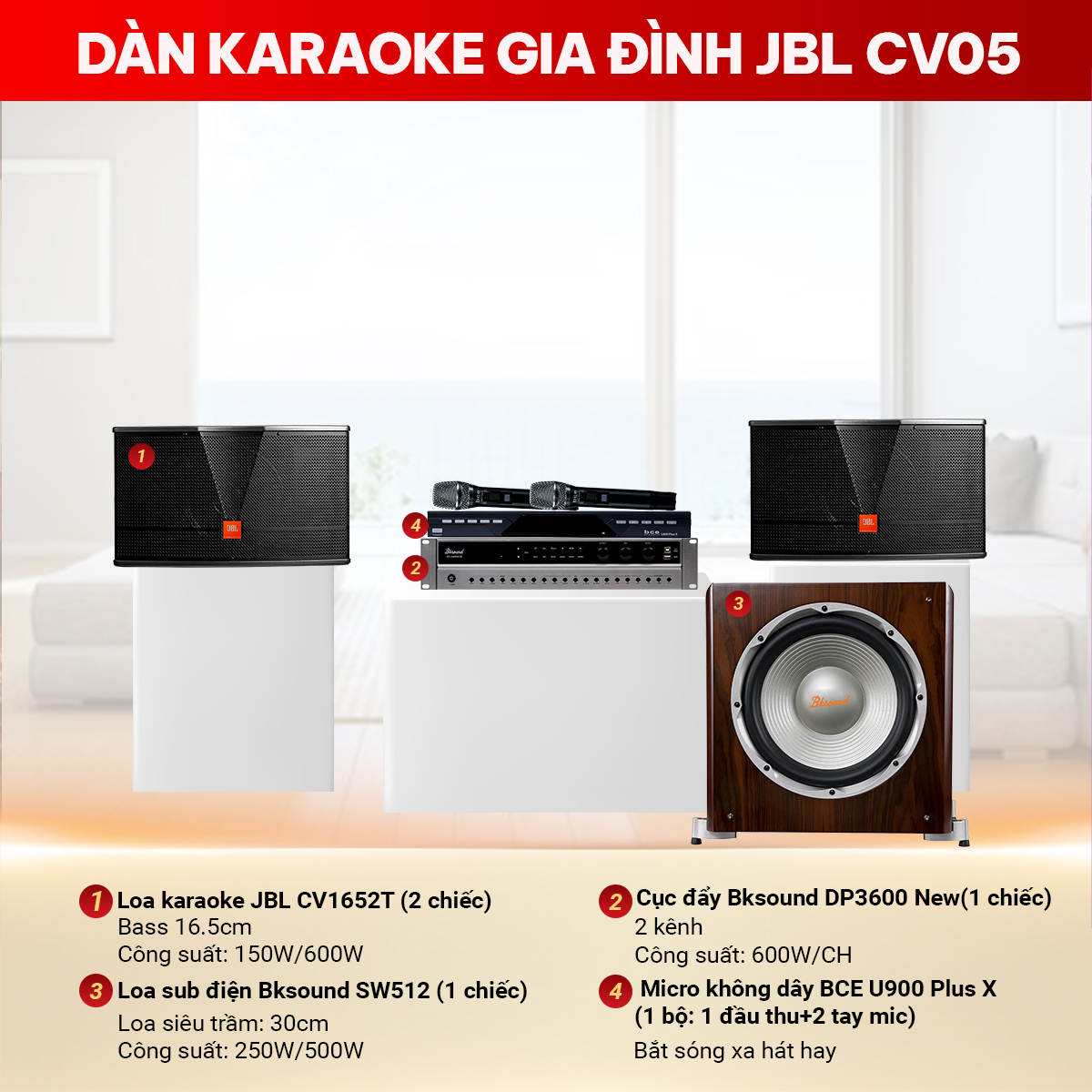 D&agrave;n karaoke gia đ&igrave;nh JBL CV05