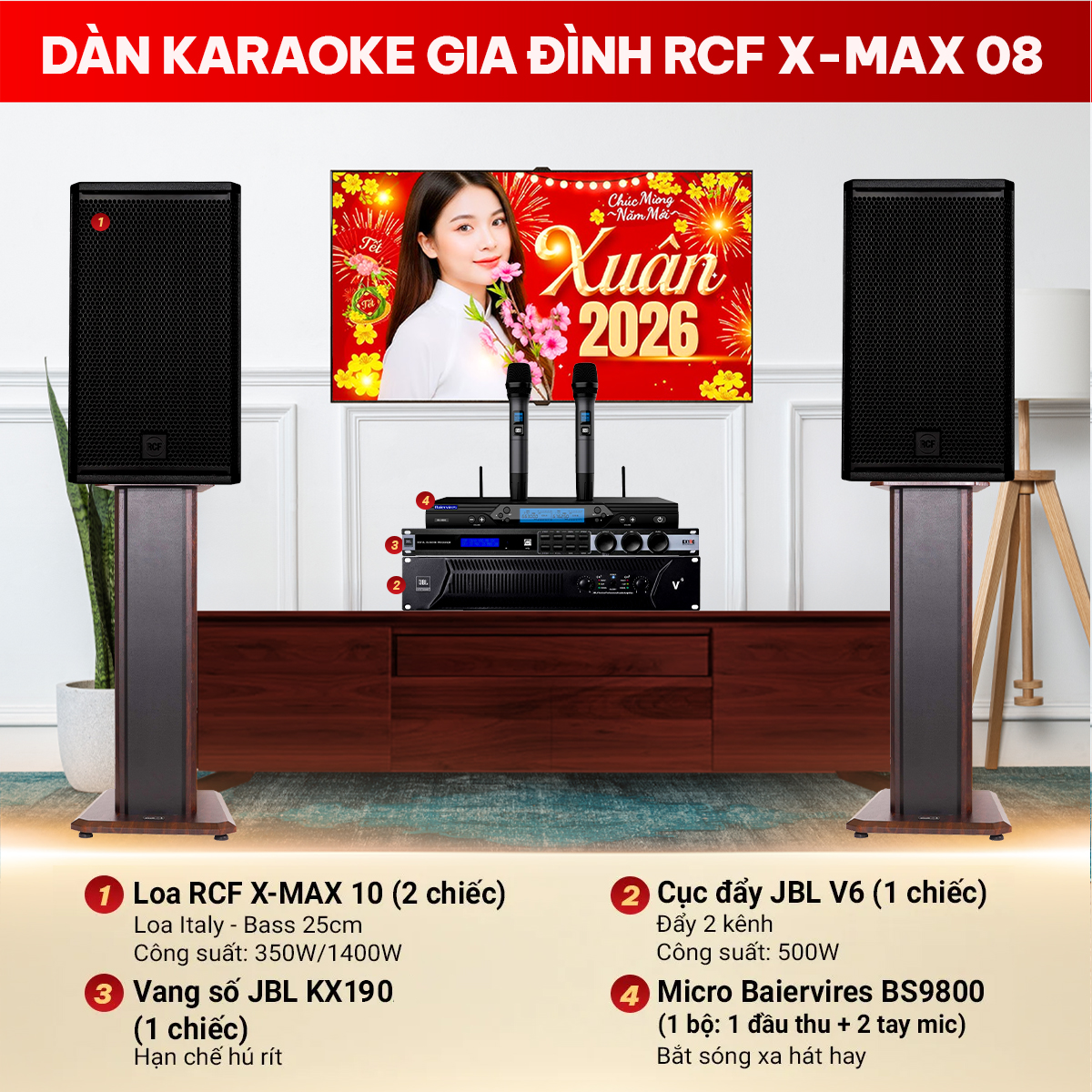 D&agrave;n karaoke gia đ&igrave;nh RCF X-MAX 08