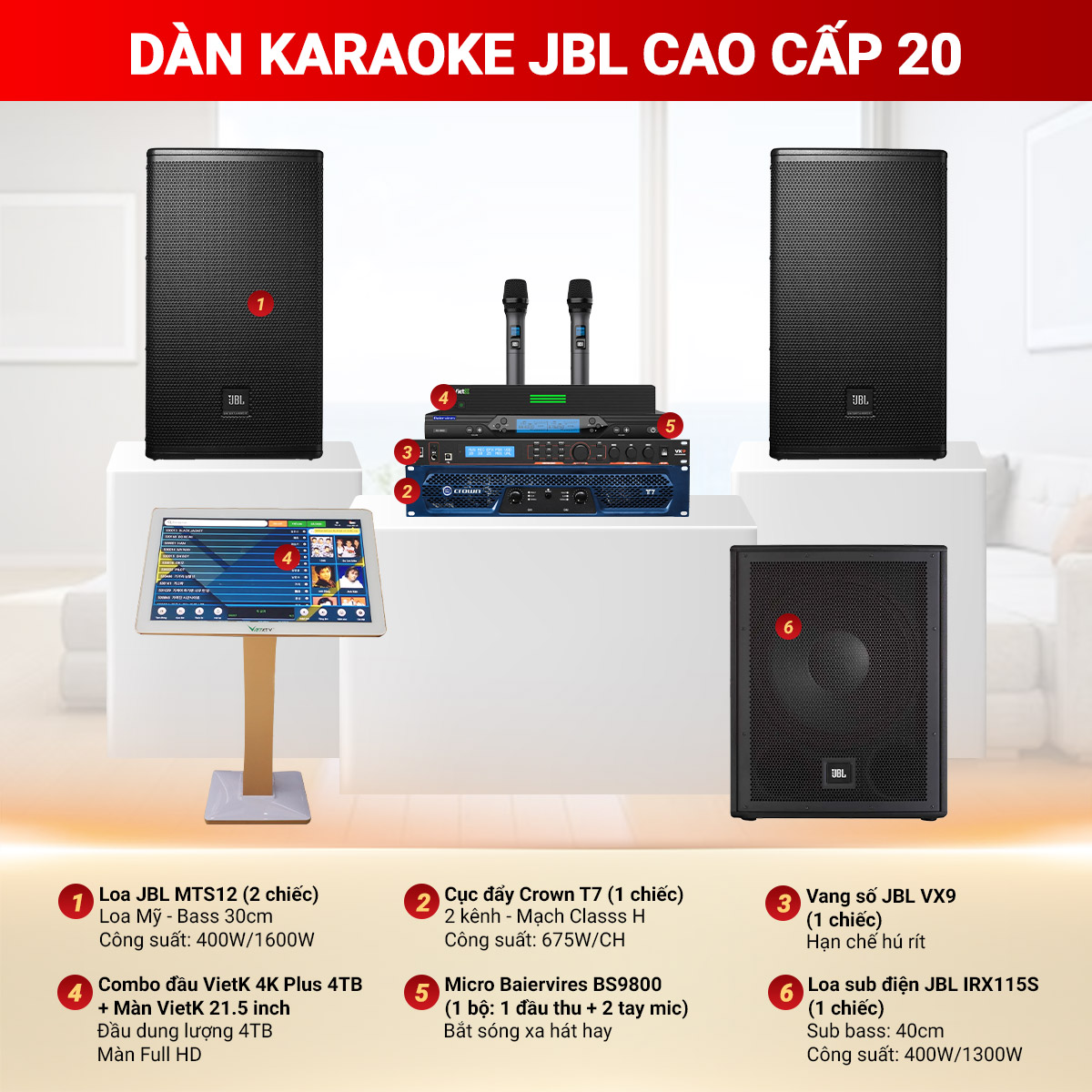 D&agrave;n karaoke JBL cao cấp 20