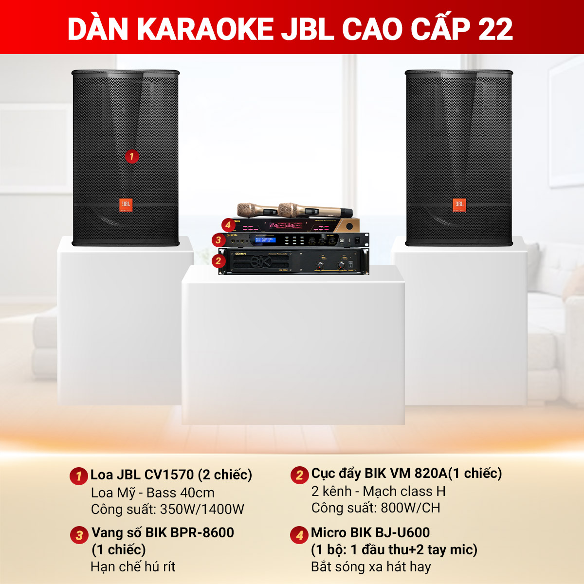 D&agrave;n karaoke JBL cao cấp 22