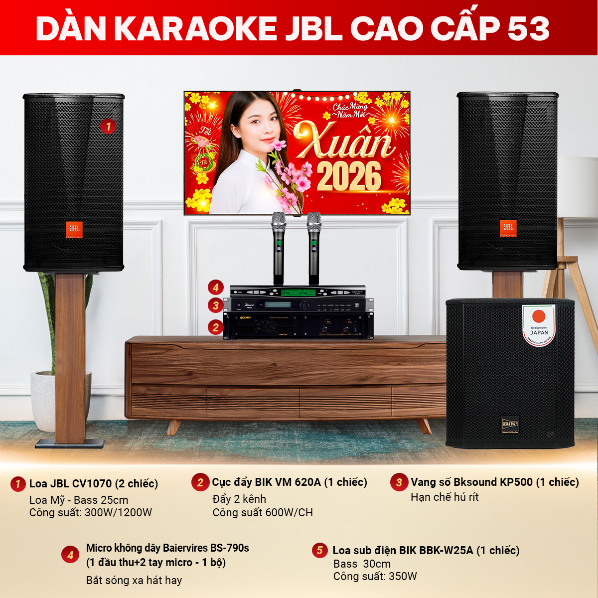 D&agrave;n karaoke JBL cao cấp 53