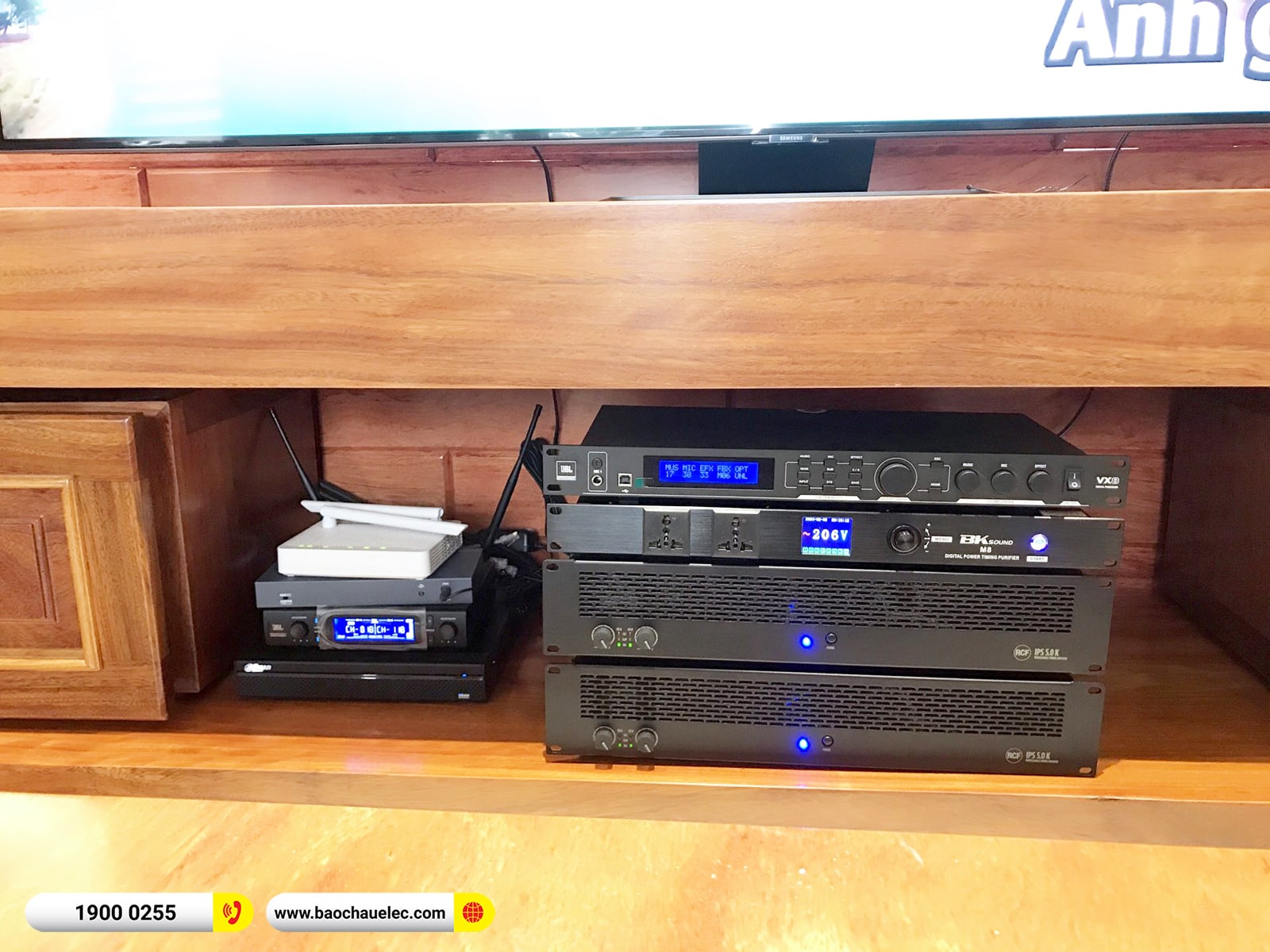 Lắp đặt dàn karaoke RCF hơn 253tr cho chị Hương tại Thái Bình (RCF C5215-99, IPS 5.0K, JBL VX8, S8018II, VM300,…)