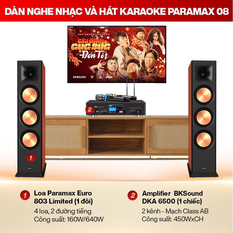 Dàn nghe nhạc và hát karaoke Paramax 08
