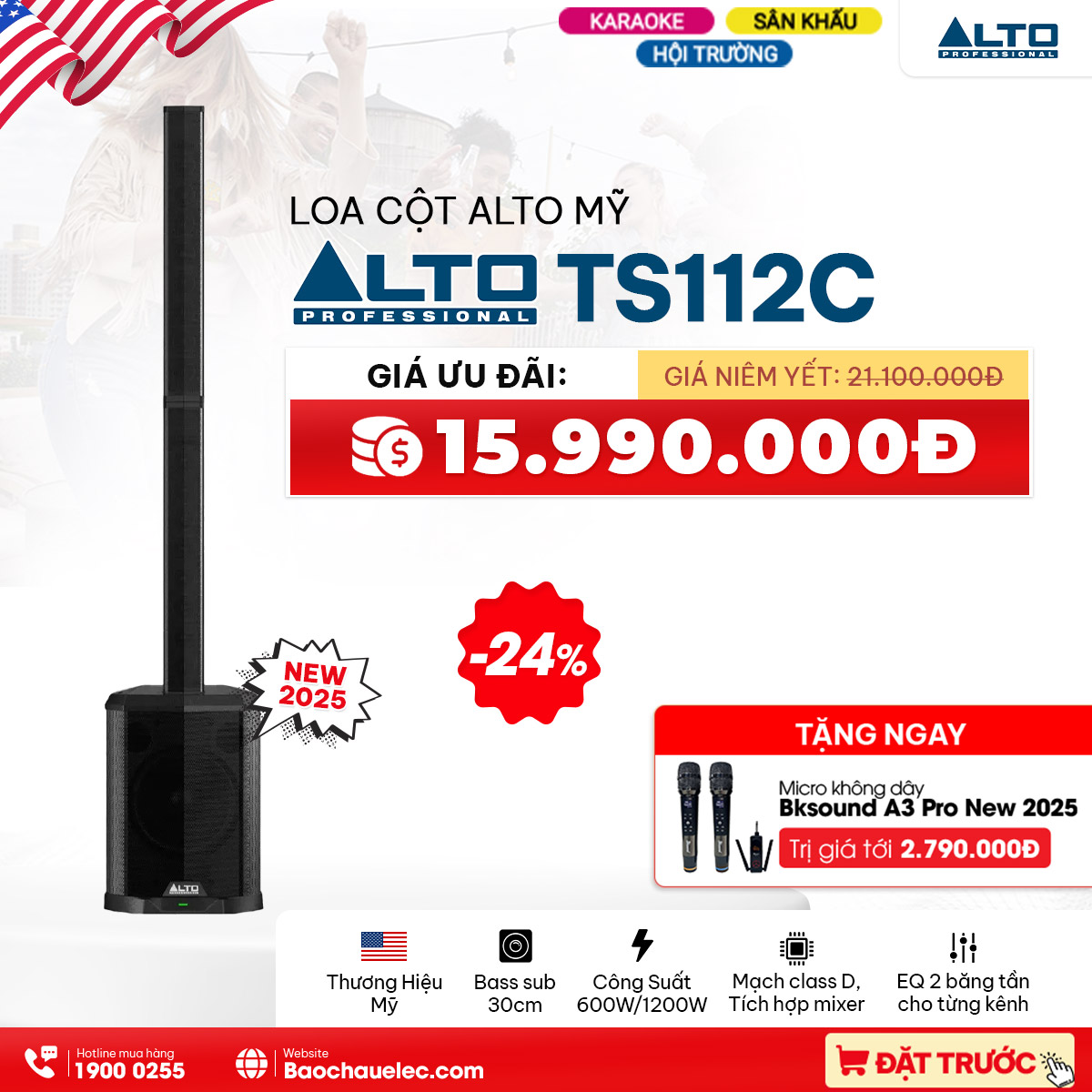 Đặt Trước Loa Cột Alto TS108C và Alto TS112C Giá Cực Hời, Kèm Quà “Xịn” Hết Ý