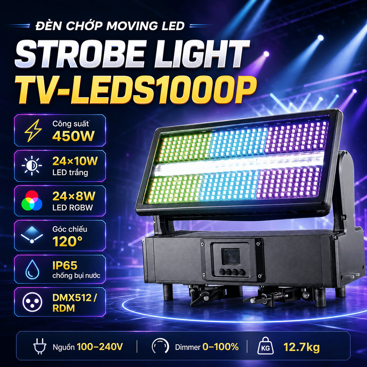 Đ&egrave;n chớp Moving LED VLTG Strobe Light TV-LEDS1000P