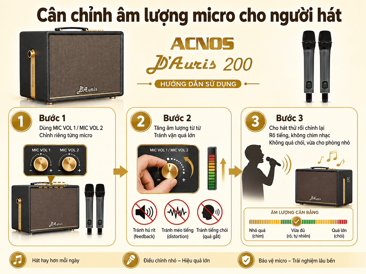 To&agrave;n tập hướng dẫn sử dụng loa Acnos D'Auris 200 chi tiết