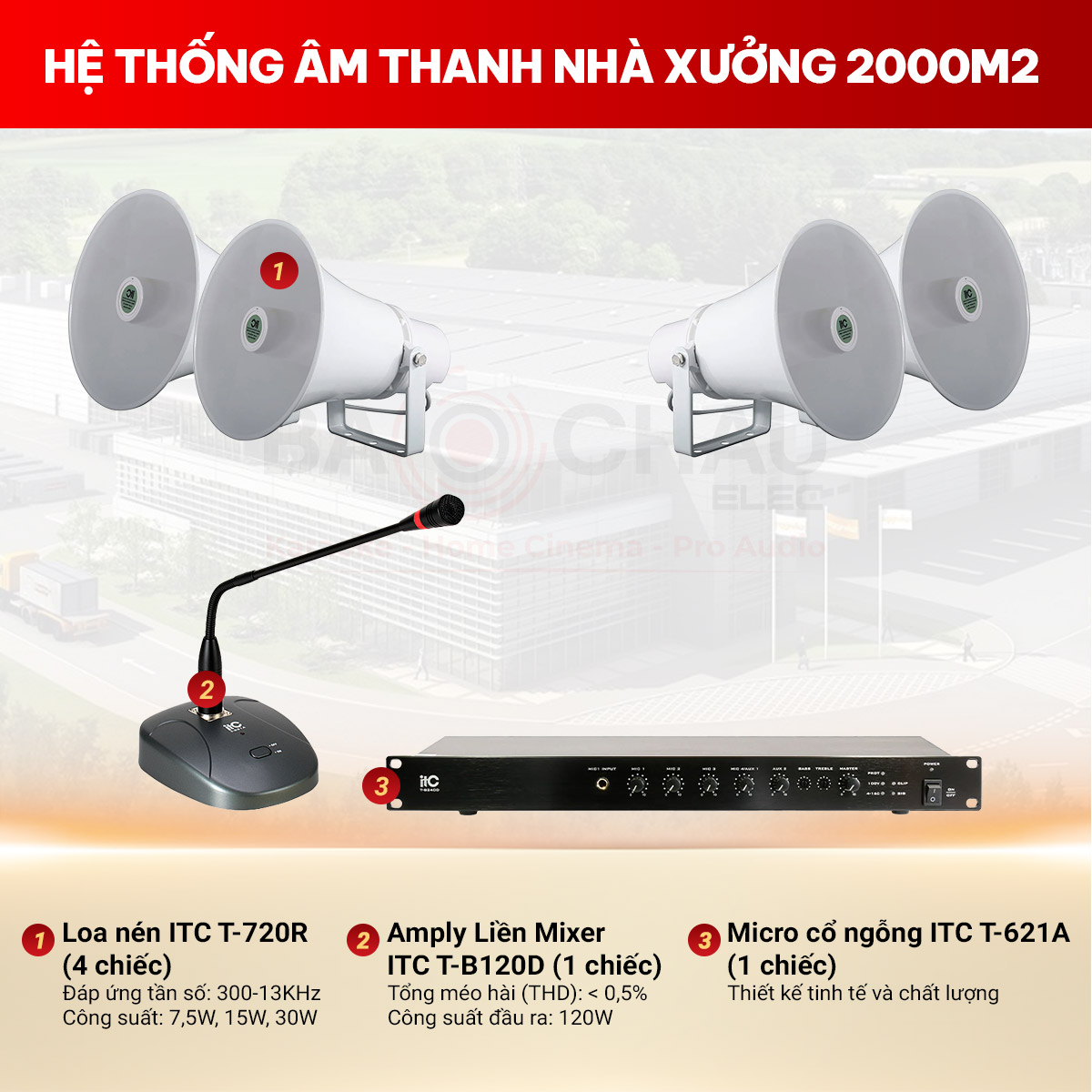 Hệ thống &acirc;m thanh nh&agrave; xưởng 2000m2