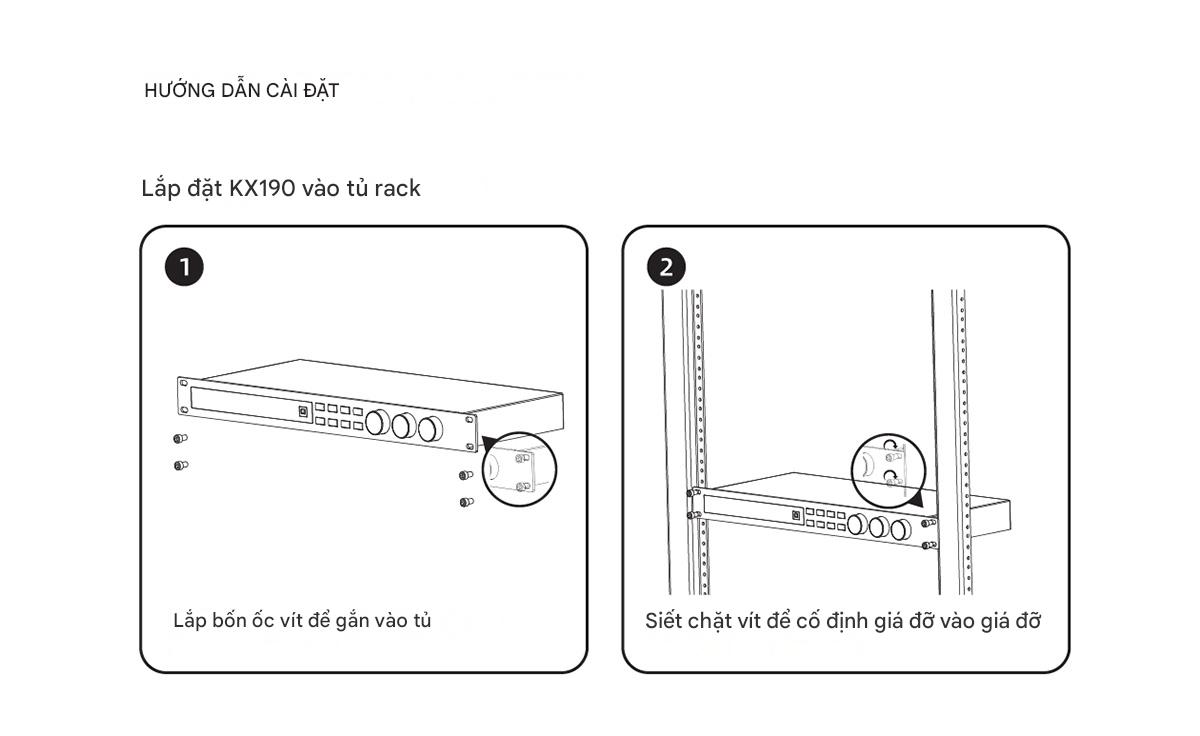Hướng dẫn lắp đặt vang số JBL KX190 vào tủ rack