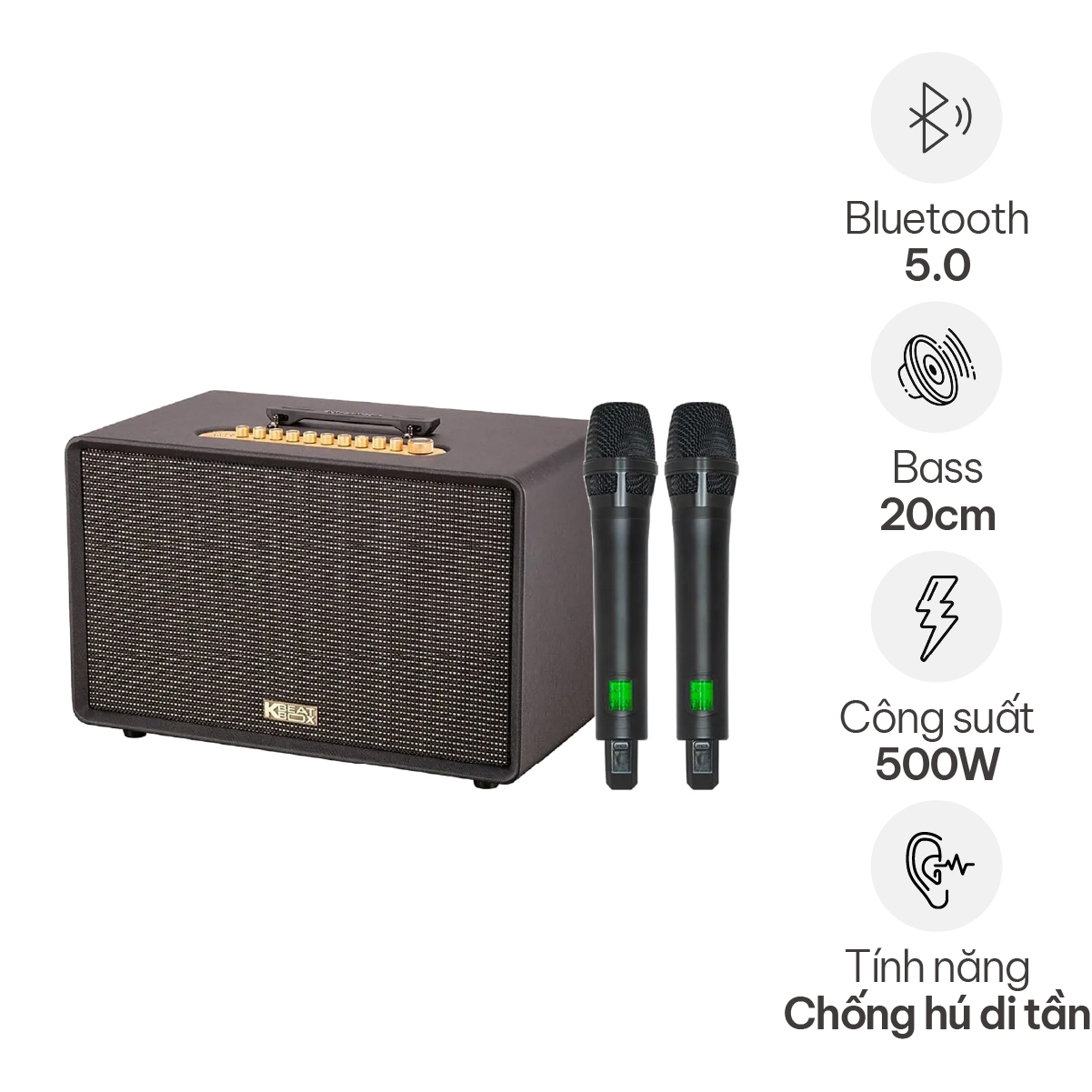 Loa Acnos FLAC 36 ULTIMATE (500W, Bluetooth 5.0, Kèm 2 micro)