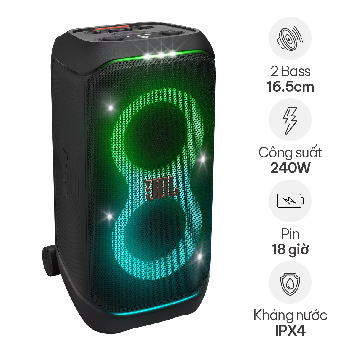 Loa JBL PartyBox Stage 320 (240W, Pin 18h, IPX4, Bluetooth 5.4)