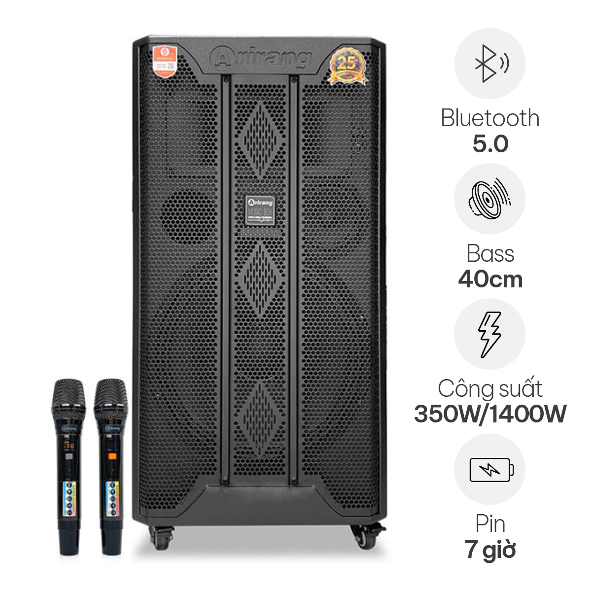 Loa kéo Arirang MK3 MAX (Bass 40cm, 350W, Kèm 2 micro)