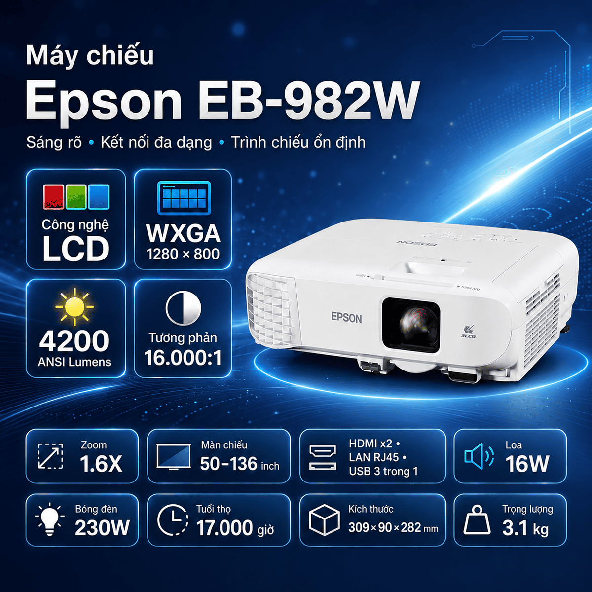 M&aacute;y chiếu Epson EB-982W