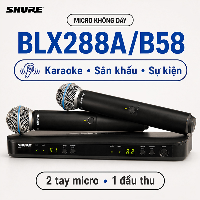 Micro Shure BLX288A/B58 (Đen)