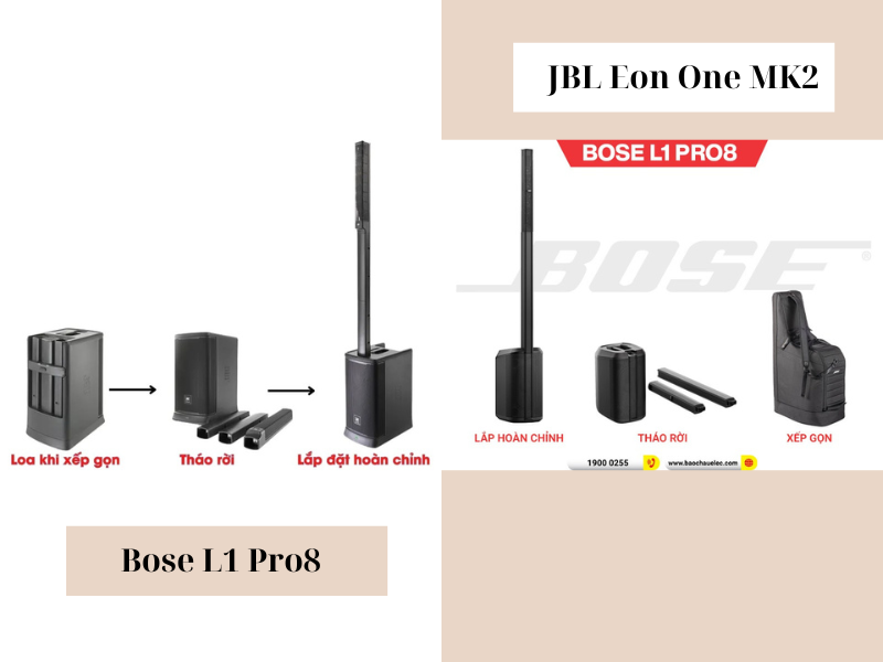 So Sánh Chi Tiết Loa JBL Eon One MK2 Với Loa Bose L1 Pro 8