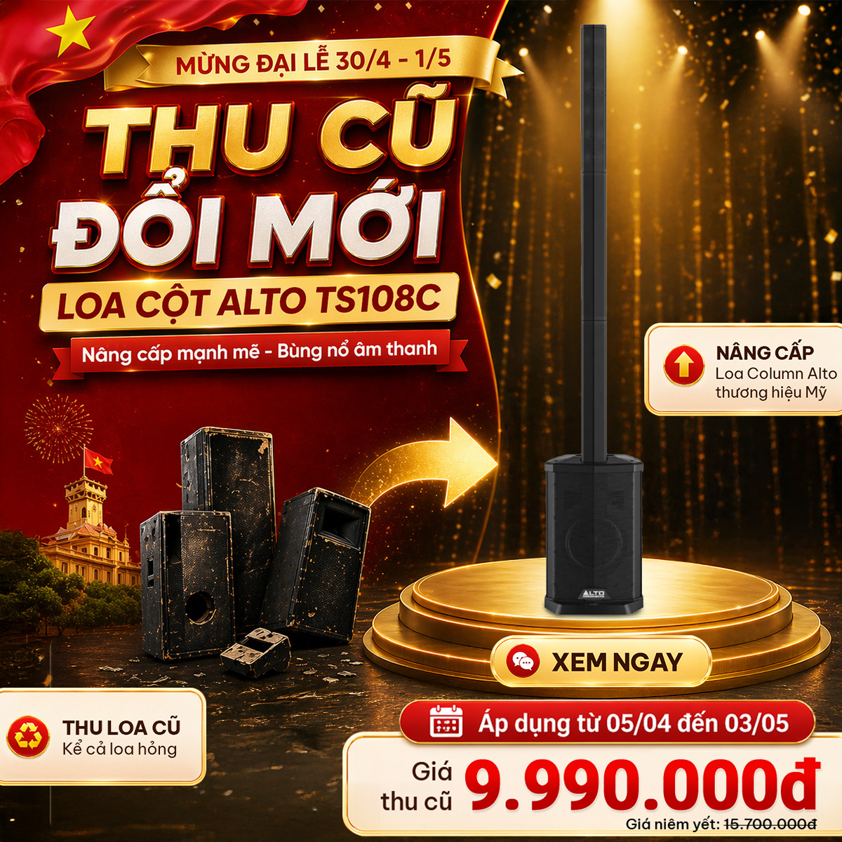 Thu cũ đổi mới loa cột & mixer Alto - L&ecirc;n đời cực dễ, tiết kiệm cực nhiều