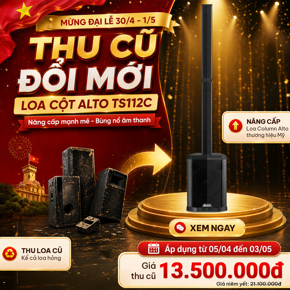 Thu cũ đổi mới loa cột & mixer Alto - L&ecirc;n đời cực dễ, tiết kiệm cực nhiều