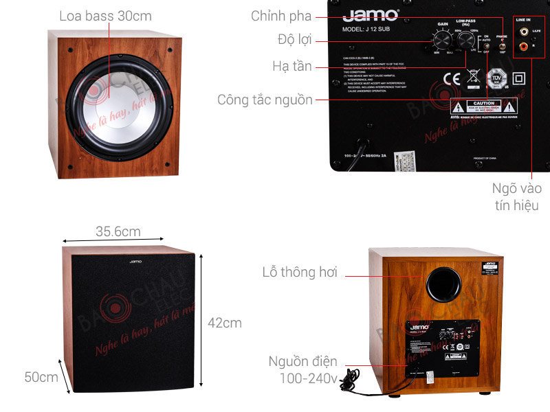 Mẫu sub Jamo J12 có đường kinh bass 30cm rất phù hợp với phòng gia đình