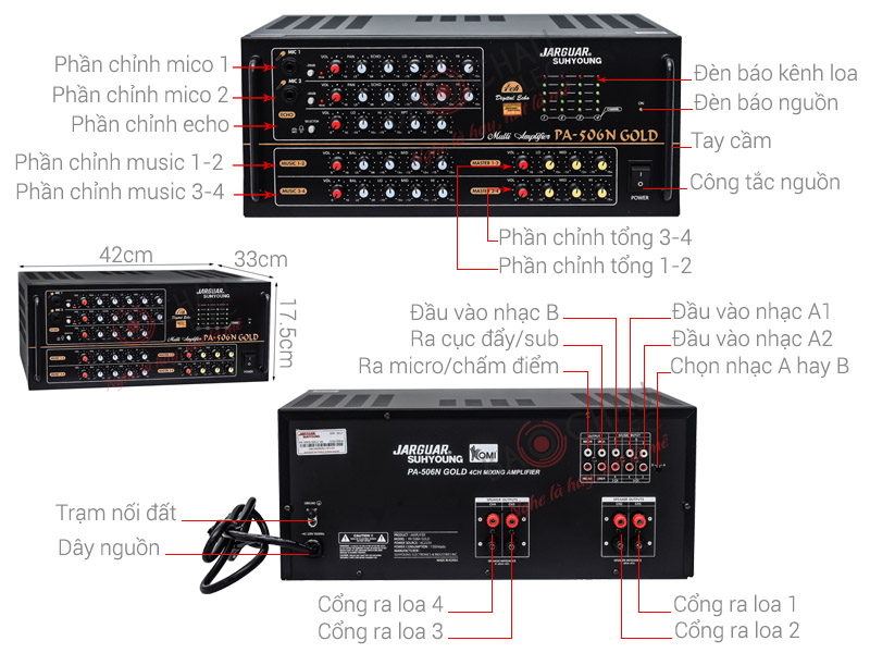 Ảnh kĩ thuật Amply Jarguar Suhyoung PA 506N Gold