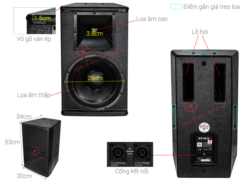 Ảnh kĩ thuật Loa karaoke JBL KP4010 (full bass 25cm, NK Ba Sao)