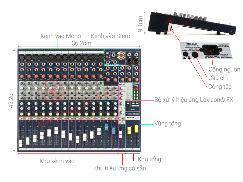 Bàn mixer SOUNDCRAFT EFX12 (Mixer Analog, 12 kênh)